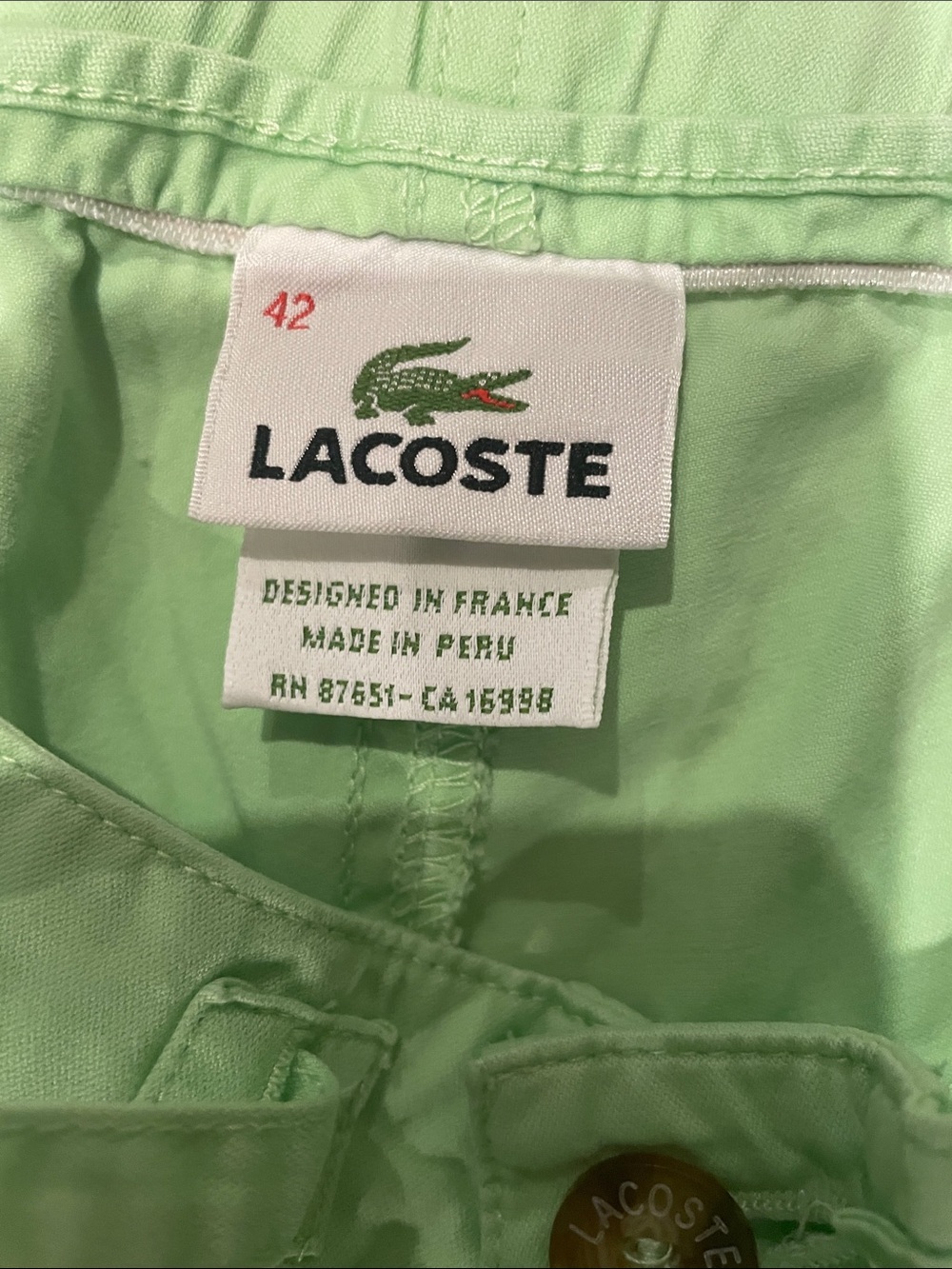 Vintage original Lacoste men’s soft mint green cotton pants.